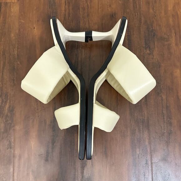 VICENZA ANTHROPOLOGIE Heeled Sandals Cream Leather Kitten Heels NWOB - Picture 6 of 11